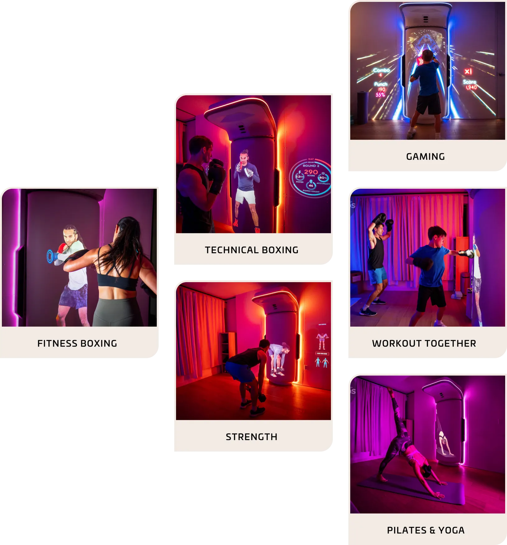 Cards with images of boxers practicing with Growl